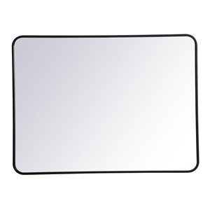 Elegant Decor Evermore 30x40&quot Soft Corner Metal Rectangular Mirror in Black