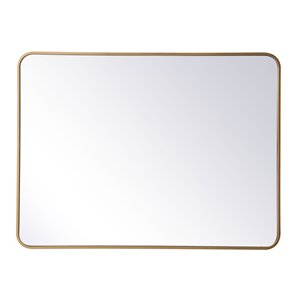 Elegant Decor Evermore 30x40&quot Soft Corner Metal Rectangular Mirror in Brass