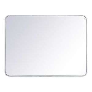 Elegant Decor Evermore 30x40&quot Soft Corner Metal Rectangular Mirror in Silver