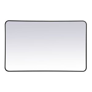 Elegant Decor Evermore 30x48&quot Soft Corner Metal Rectangular Mirror in Black