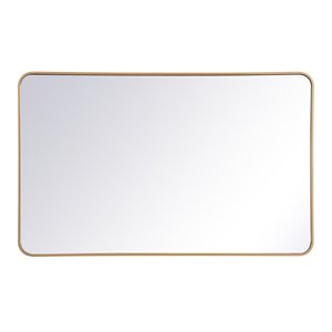 Elegant Decor Evermore 30x48&quot Soft Corner Metal Rectangular Mirror in Brass