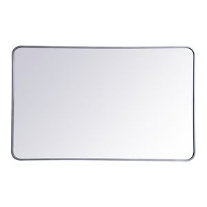 Elegant Decor Evermore 30x48&quot Soft Corner Metal Rectangular Mirror in Silver