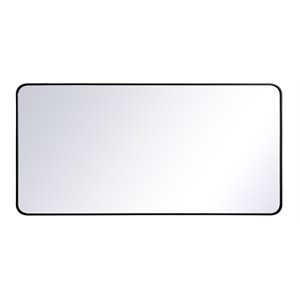 Elegant Decor Evermore 30x60&quot Soft Corner Metal Rectangular Mirror in Black