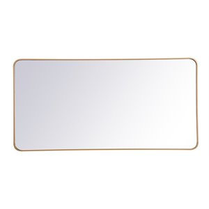 Elegant Decor Evermore 30x60&quot Soft Corner Metal Rectangular Mirror in Brass