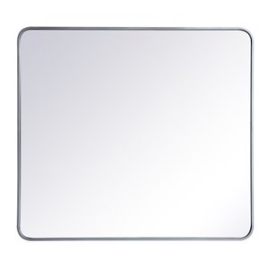 Elegant Decor Evermore 36x40&quot Soft Corner Metal Rectangular Mirror in Silver