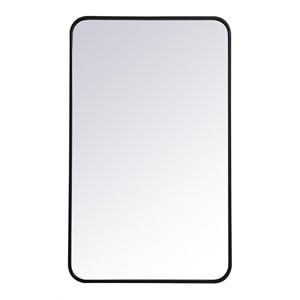 Elegant Decor Evermore 22x36&quot Soft Corner Metal Rectangular Mirror in Black