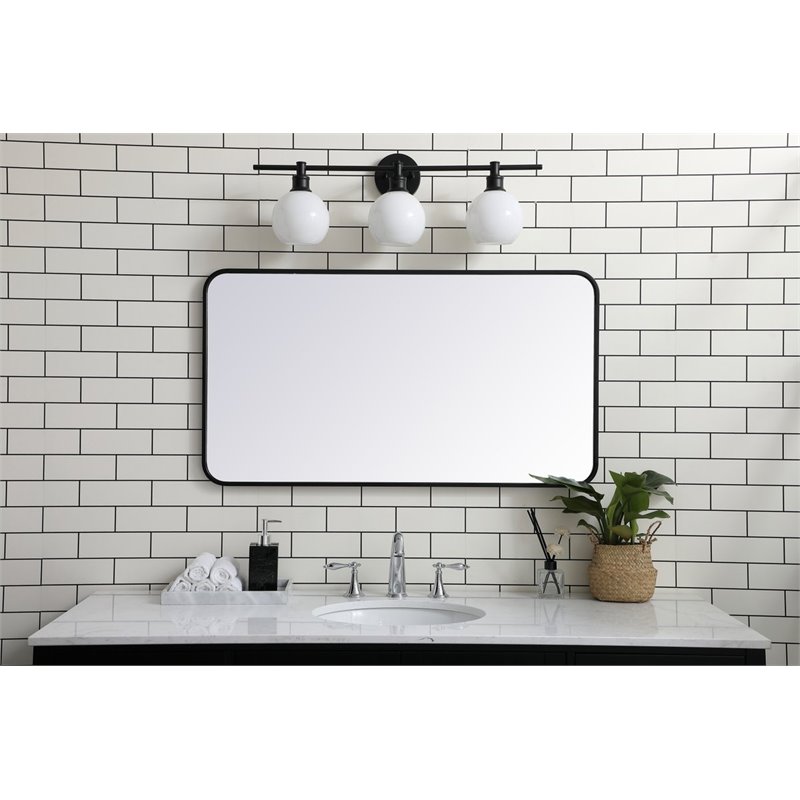 elegant decor evermore 22x40&quot soft corner metal rectangular mirror in black