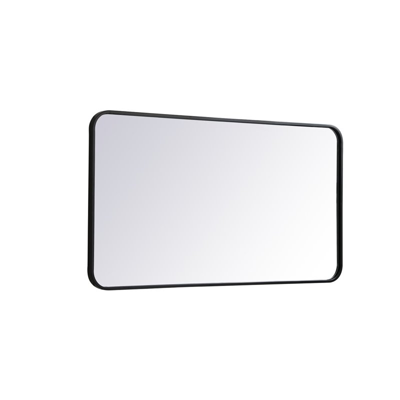 elegant decor evermore 22x40&quot soft corner metal rectangular mirror in black