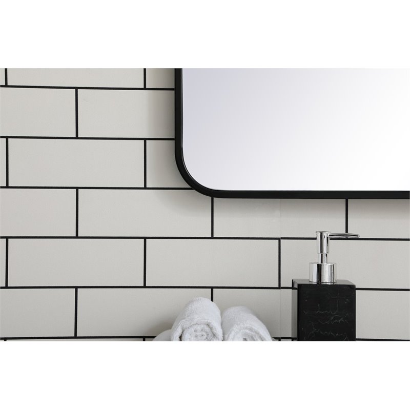 elegant decor evermore 22x40&quot soft corner metal rectangular mirror in black