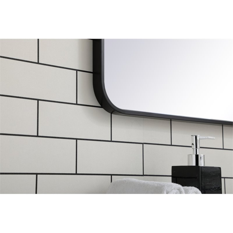 elegant decor evermore 22x40&quot soft corner metal rectangular mirror in black