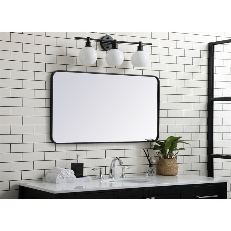 elegant decor evermore 22x40&quot soft corner metal rectangular mirror in black