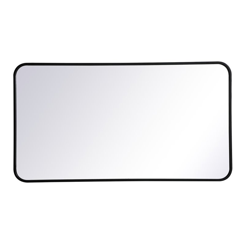 Elegant Decor Evermore 22x40&quot Soft Corner Metal Rectangular Mirror in Black