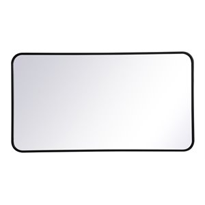 Elegant Decor Evermore 22x40&quot Soft Corner Metal Rectangular Mirror in Black