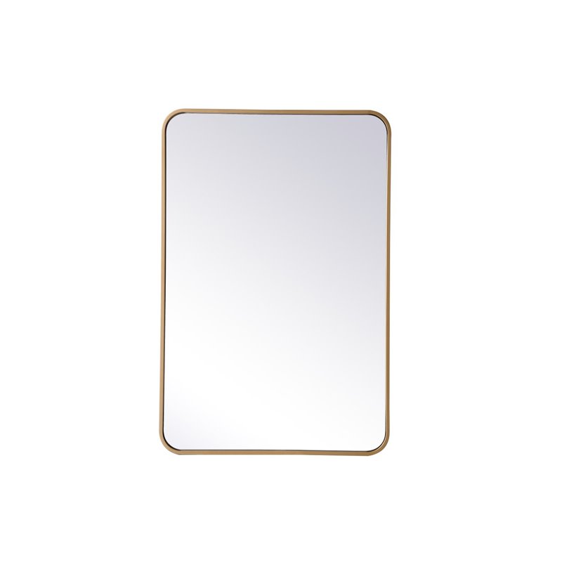 elegant decor evermore 24x36&quot soft corner metal rectangular mirror in brass