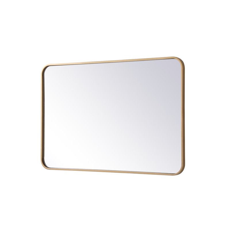 elegant decor evermore 24x36&quot soft corner metal rectangular mirror in brass