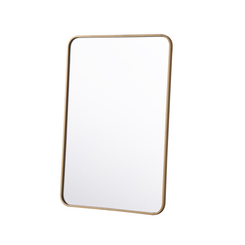 elegant decor evermore 24x36&quot soft corner metal rectangular mirror in brass