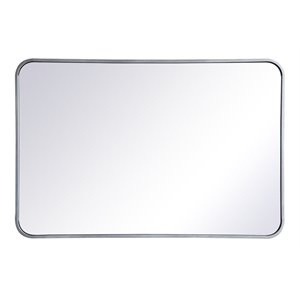 Elegant Decor Evermore 24x36&quot Soft Corner Metal Rectangular Mirror in Silver