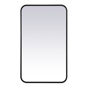 Elegant Decor Evermore 18x30&quot Soft Corner Metal Rectangular Mirror in Black