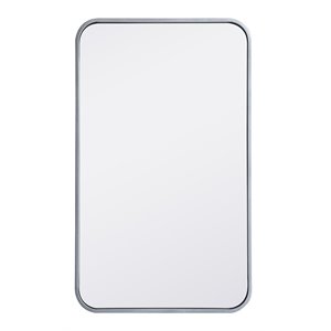 Elegant Decor Evermore 18x30&quot Soft Corner Metal Rectangular Mirror in Silver