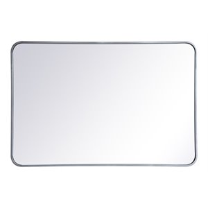 Elegant Decor Evermore 27x40&quot Soft Corner Metal Rectangular Mirror in Silver
