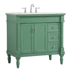 Elegant Decor Lexington 36&quot Solid Wood Single Bathroom Vanity in Vintage Mint