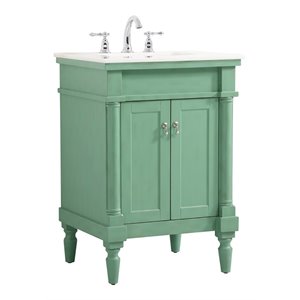 Elegant Decor Lexington 24&quot Solid Wood Single Bathroom Vanity in Vintage Mint