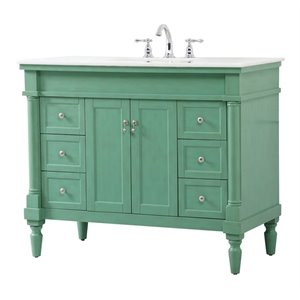 Elegant Decor Lexington 42&quot Solid Wood Single Bathroom Vanity in Vintage Mint