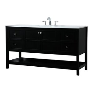 Elegant Decor Theo 60&quot Zinc Alloy MDF Single Bathroom Vanity in Black