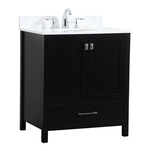 Elegant Decor Irene 30&quot MDF Single Bathroom Vanity with Backsplash in Black