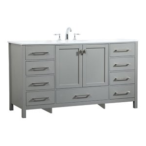 Elegant Decor Irene 60&quot Zinc Alloy MDF Single Bathroom Vanity in Gray