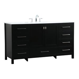 Elegant Decor Irene 60&quot Zinc Alloy MDF Single Bathroom Vanity in Black