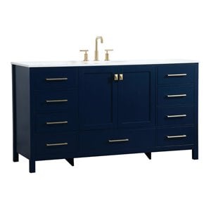 Elegant Decor Irene 60&quot Zinc Alloy MDF Single Bathroom Vanity in Blue
