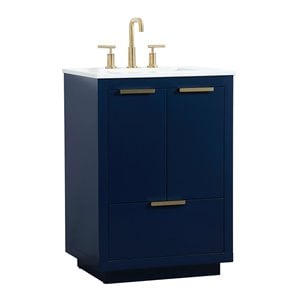 Elegant Decor Blake 24&quot Aluminum Alloy MDF Single Bathroom Vanity in Blue