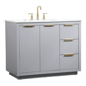 Elegant Decor Blake 42&quot Aluminum Alloy MDF Single Bathroom Vanity in Gray