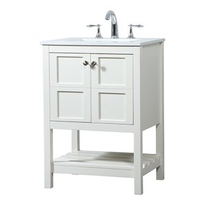 Elegant Decor Theo 24&quot Zinc Alloy MDF Single Bathroom Vanity in White