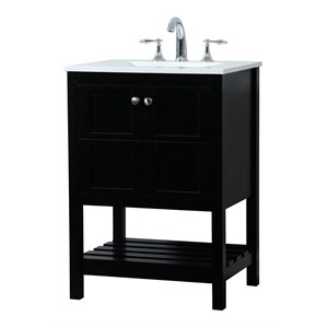 Elegant Decor Theo 24&quot Zinc Alloy MDF Single Bathroom Vanity in Black