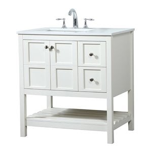 Elegant Decor Theo 32&quot Zinc Alloy MDF Single Bathroom Vanity in White