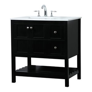 Elegant Decor Theo 32&quot Zinc Alloy MDF Single Bathroom Vanity in Black