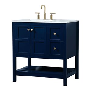 Elegant Decor Theo 32&quot Zinc Alloy MDF Single Bathroom Vanity in Blue