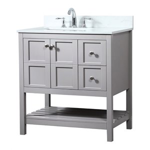 Elegant Decor Theo 32&quot MDF Single Bathroom Vanity with Backsplash in Gray