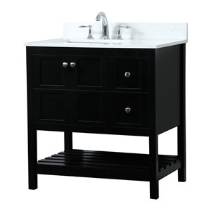 Elegant Decor Theo 32&quot MDF Single Bathroom Vanity with Backsplash in Black