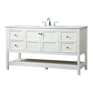 Elegant Decor Theo 60&quot Zinc Alloy MDF Single Bathroom Vanity in White