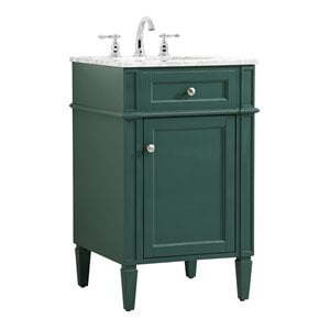 Elegant Decor Park Avenue 21&quot Metal MDF Marble Single Bathroom Vanity in Green
