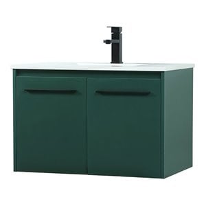 Elegant Decor Penn 30&quot Aluminum Alloy MDF Single Bathroom Vanity in Green