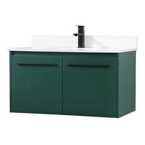 Elegant Decor Penn 36&quot MDF Single Bathroom Vanity with Backsplash in Green