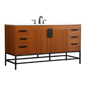 Elegant Decor Eugene 60&quot Aluminum Alloy Iron Single Bathroom Vanity in Teak