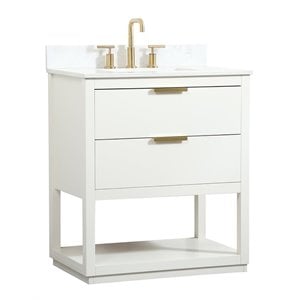Elegant Decor Larkin 30&quot MDF Single Bathroom Vanity with Backsplash in White