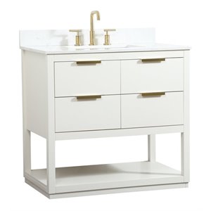 Elegant Decor Larkin 36&quot MDF Single Bathroom Vanity with Backsplash in White