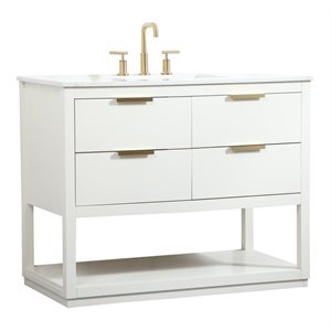 Elegant Decor Larkin 42&quot Solid Wood MDF Single Bathroom Vanity in White