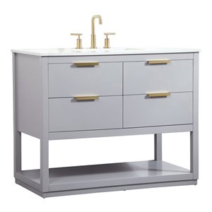 Elegant Decor Larkin 42&quot Solid Wood MDF Single Bathroom Vanity in Gray
